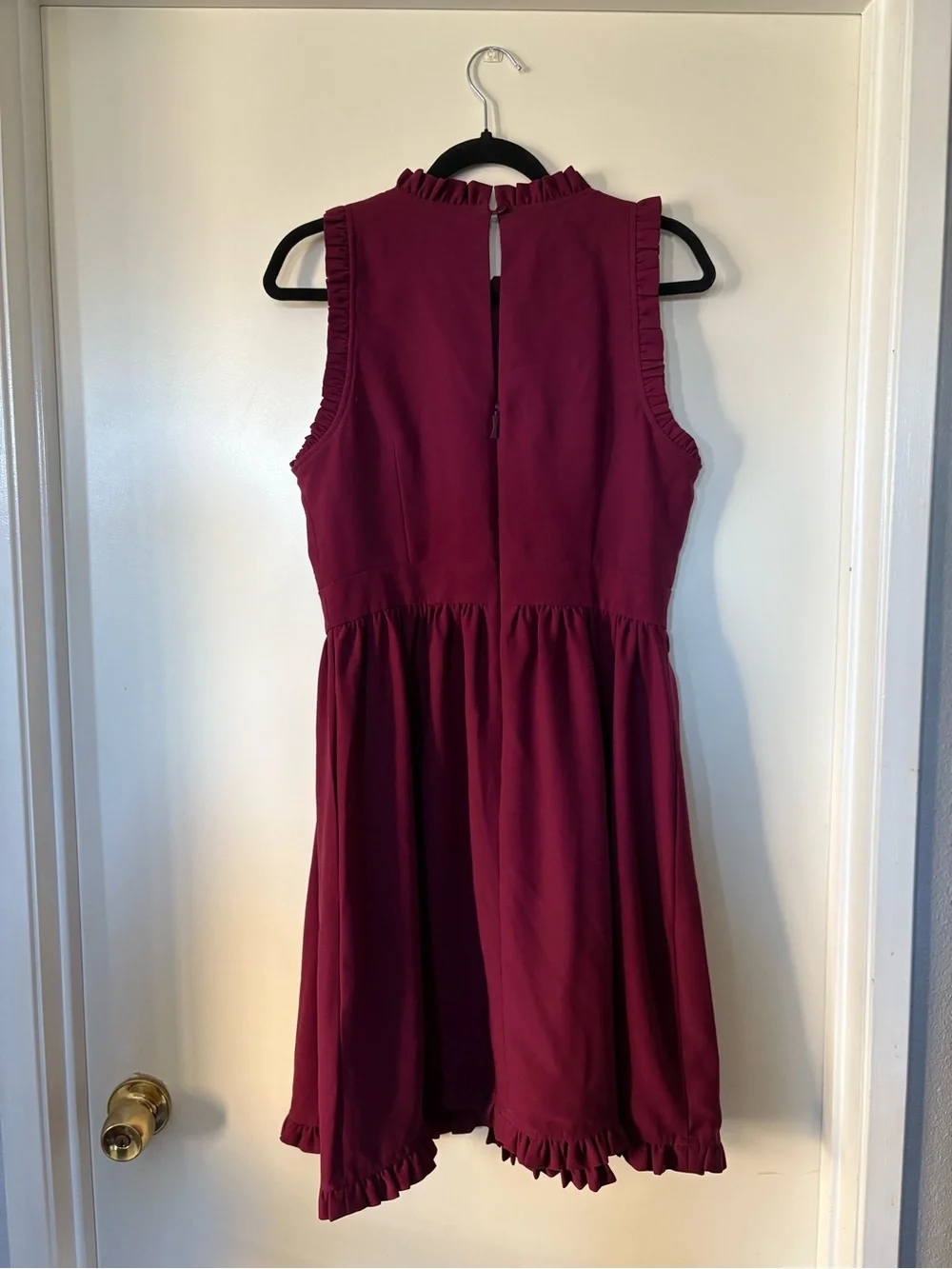 kate spade Sleeveless Ruffle-Trim Midi Dress in Burgundy